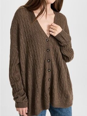 Reformation Giusta Cable-Knit Cashmere Cardigan XS